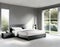 Watercolor of Contemporary grey bedroom rendered