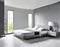 Watercolor of Contemporary grey bedroom rendered