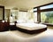 Watercolor of Contemporary lavish master bedroom featuring an area
