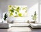 Watercolor of Contemporary living room wall white panoramic