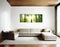 Watercolor of Contemporary living room wall white panoramic