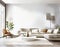 Watercolor of Contemporary living room wall white panoramic
