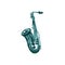 Watercolor copper brass band saxophone turquoise on white background