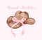 Watercolor Coquette Cowgirl Hat with pink ribbon bow. Feminine  Whimsical Illustration