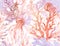 Watercolor corals. Seamless pattern