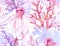 Watercolor corals. Seamless pattern
