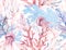 Watercolor corals. Seamless pattern
