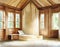 Watercolor of Corner area of wooden master bedroom with a