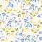 Watercolor corolla dill flower seamless pattern