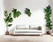 Watercolor of Couch clean minimalistic white sofa interior design