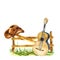 Watercolor country music set. Hand draw illustrations.