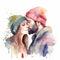 Watercolor Couple in Love for Valentine\\\'s Day. Perfect for Greeting Cards and Invitations.