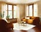 Watercolor of Cozy living room with caramel Inspiring home decor