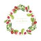 Watercolor cranberry wreath, frame border