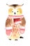 Watercolor Cristmas owl