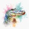 Watercolor Crocodile portrait, painted illustration of a cute alligator on a blank background, Colorful splashes reptile