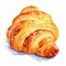 Watercolor croissant isolated on white background. Hand drawn illustration