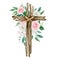 Watercolor cross decorated with flowers, Easter religious symbol