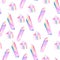 Watercolor crystal pink seamless pattern on white background