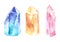 Watercolor crystals illustration,