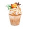 Watercolor cupcake with orange