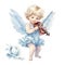 watercolor cupid angel with violin for valentine\\\'s day card decor on white background