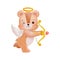 Watercolor Cupid Teddy Bear Holding Bow and Arrow Hand Drawn Style Vector