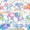 Watercolor cute axolotl characters for kid`s design, pattern