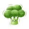 Watercolor cute broccoli cartoon character. Vector illustration
