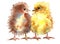 Watercolor Cute Chicks couple