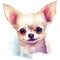 Watercolor Cute Dog Chihuahua Portrait