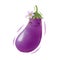 Watercolor cute eggplant cartoon character. Vector illustration