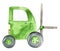 Watercolor cute green forklift. Hand draw illustration of cartoon green car with big wheels. Children vehicle illustrartiuon .