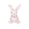 Watercolor cute hare bunny with bow tie isolated on white background