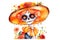 Watercolor cute la catrina cartoon character, created with Generative AI technology