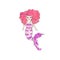 Watercolor cute mermaid with glitter gress children illustration isolated on white background