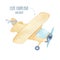 Watercolor cute orange plane airplane toy for baby boy kid