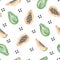 Watercolor cute seamless pattern baby tropical fruits and doodle . Hand painted exotic coctail for the textile fabric