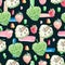 Watercolor cute seamless pattern baby tropical fruits and spot, stroke.