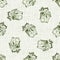 Watercolor cute spring green rabbit motif background. Hand painted whimsical seamless pattern. Modern linen textile for