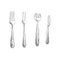Watercolor cutlery, silver, forks
