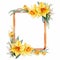 Watercolor Daffodil Frame On White Background