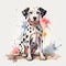Watercolor Dalmatian Body Clipart with strap. AI Generative