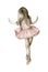 Watercolor dancing ballerina in pink dress. Isolated dancing ballerina.
