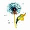 Watercolor Dandelion Flower Clipart for a Cheerful Design ,AI Generated