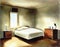 Watercolor of a darkened bedroom with air purifier unit