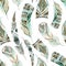 Watercolor decorated tribal feathers seamless pattern