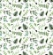 Watercolor Deep Green Foliage Repeat Herbal Pattern