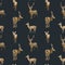 Watercolor deer seamless pattern. Hand painted realistic whitetail buck, doe and fawn deer on black background. Woodland