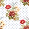 Watercolor delicate bouquet flowers with beads on white background. Delicate seamless pattern for design.